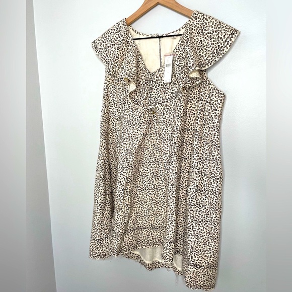 NWT Pilcro By Anthro V-Neck Ruffle Denim Mini Dress - Picture 7 of 12